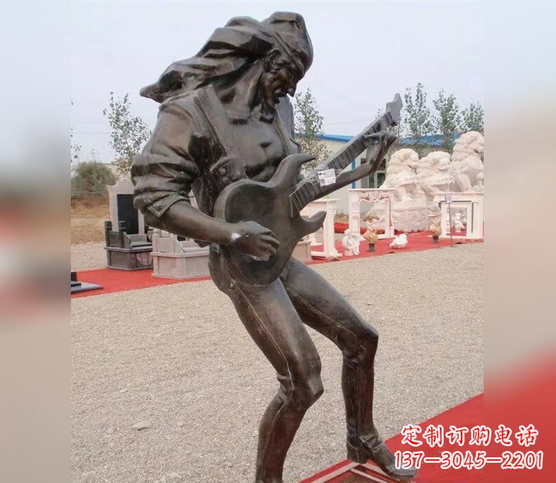 潍坊弹吉他广场小品人物铜雕