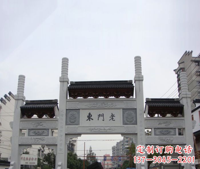 潍坊精美三门石牌坊雕塑