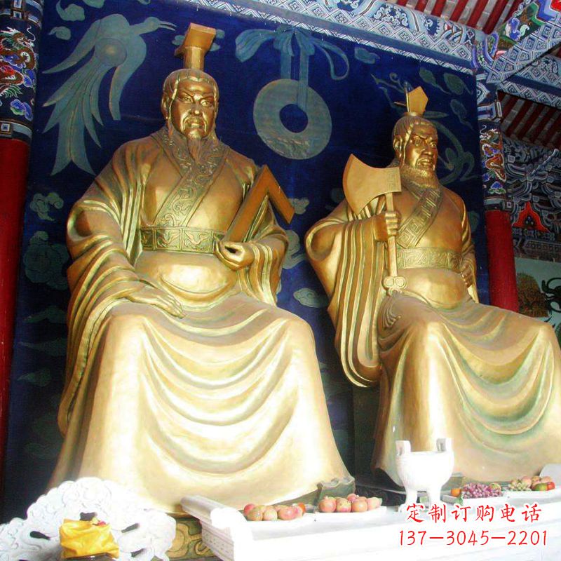 潍坊帝喾与颛顼寺庙铜雕神像