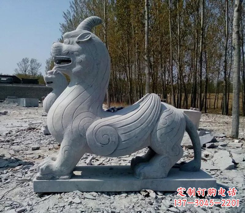潍坊独角兽雕塑,神兽石雕带你穿越回古老神话中