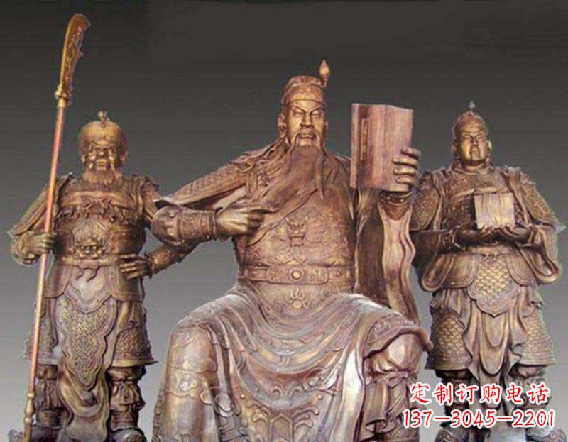 潍坊中领雕塑艺术以关公武财神铜雕塑荣耀家中