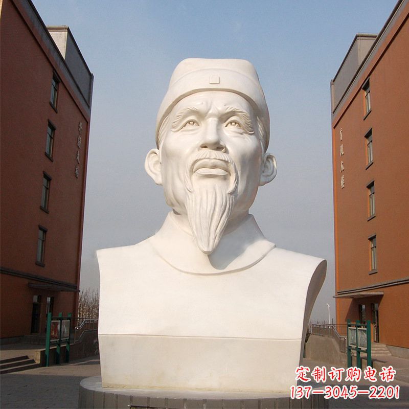 潍坊杜甫石雕像-学校校园历史名人唐代著名诗人头像