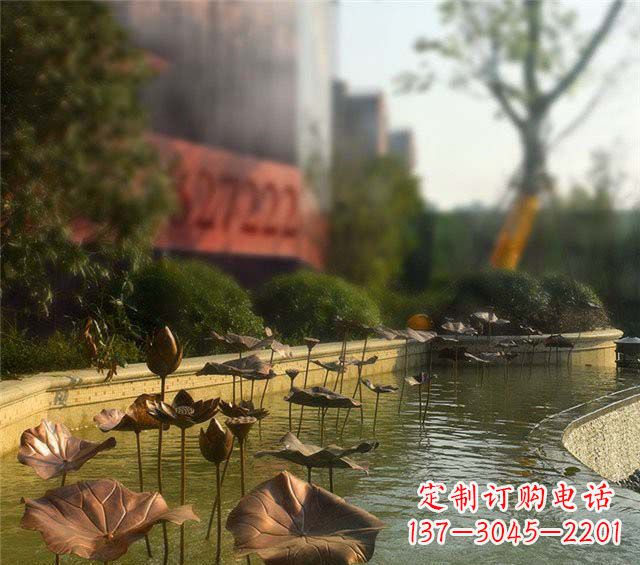 潍坊荷叶风情传承——锻铜荷花荷叶小区景观雕塑