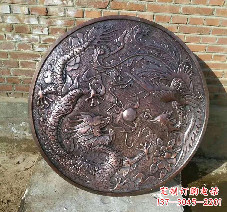 潍坊传统工艺锻铜龙凤雕塑