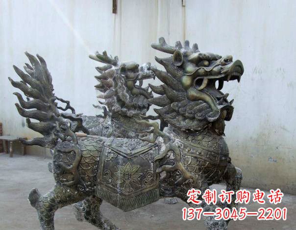 潍坊精致手工铜麒麟雕塑