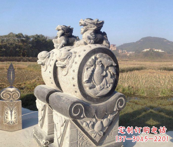 潍坊仿古抱鼓石镇宅石门墩 (4)