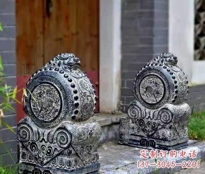 潍坊精美仿古抱鼓石门墩雕塑