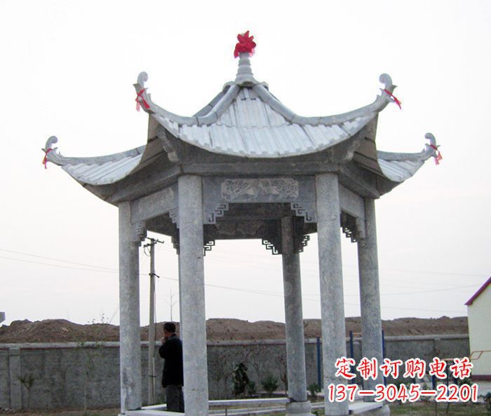 潍坊仿古六角石凉亭雕塑
