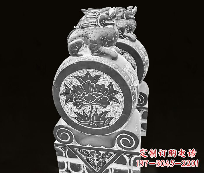 潍坊传统麒麟雕塑石门墩