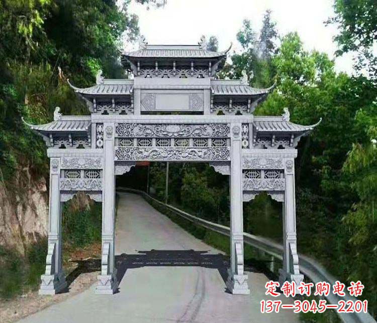 潍坊仿古三门牌坊石雕