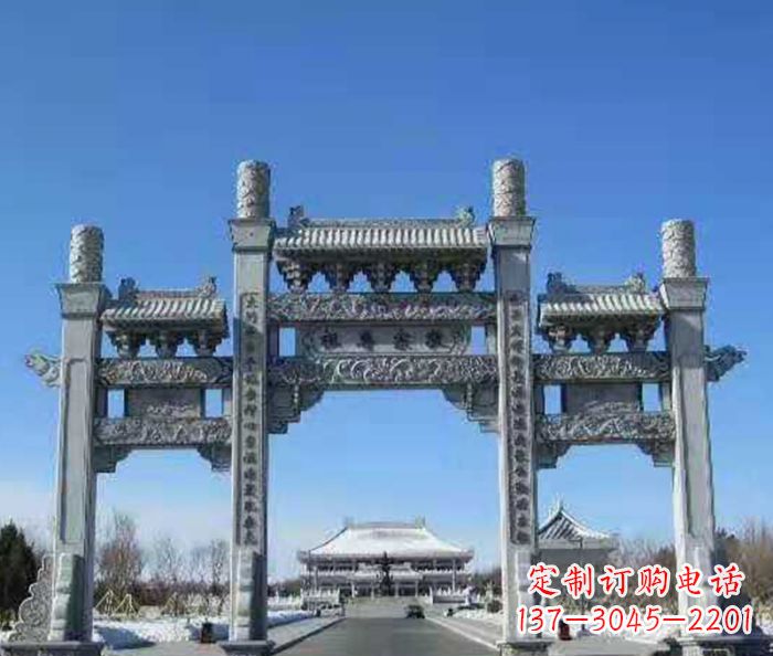 潍坊领雕仿古三门石牌坊