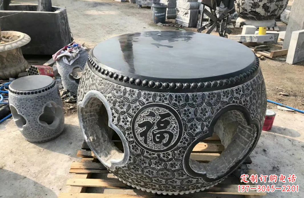 潍坊中领雕塑 | 精美仿古石桌凳雕塑