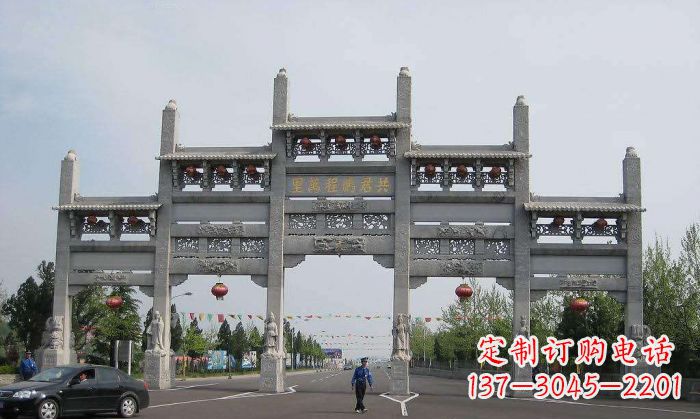 潍坊精美仿古石雕牌坊雕塑