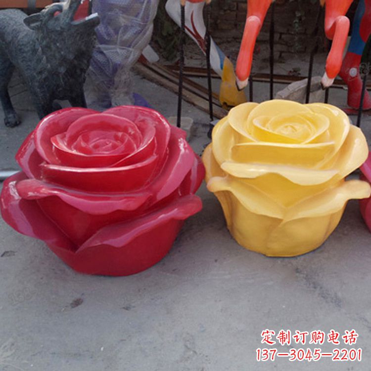 潍坊精美仿真玻璃钢玫瑰雕塑