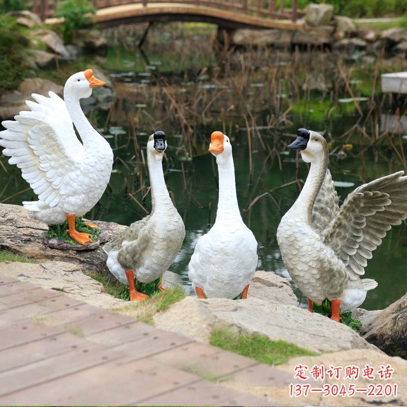 潍坊仿真大白鹅摆件花园庭院农场动物雕塑摆件