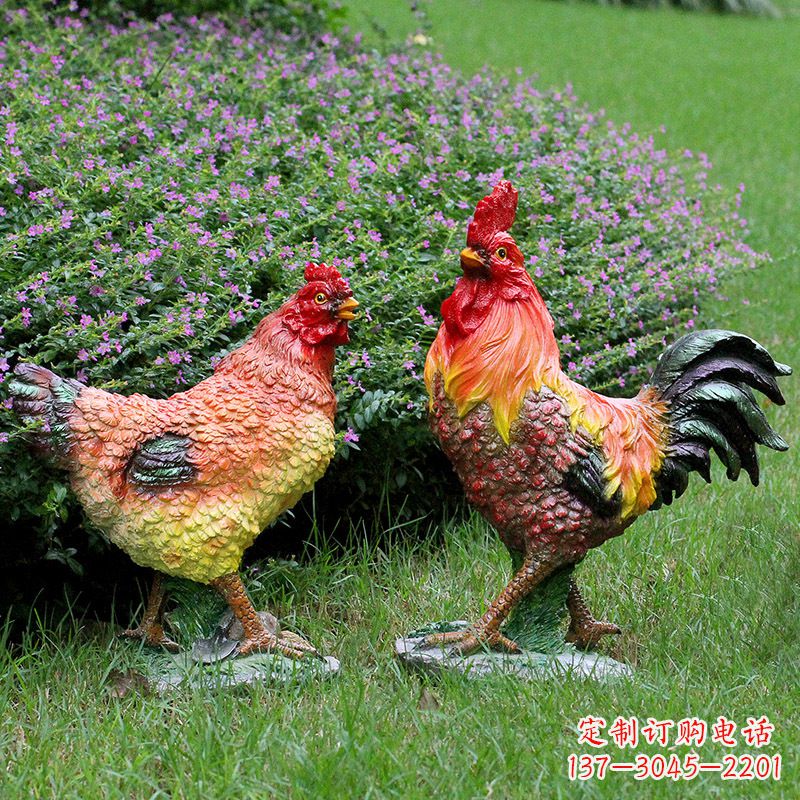 潍坊仿真公鸡母鸡农家院装饰雕塑