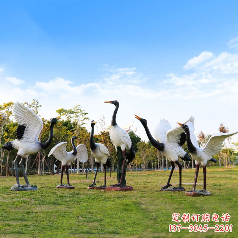 潍坊雕刻传统文化,精美仙鹤雕塑