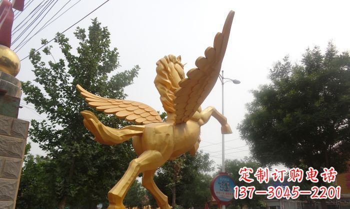 潍坊飞马广场景观动物铜雕