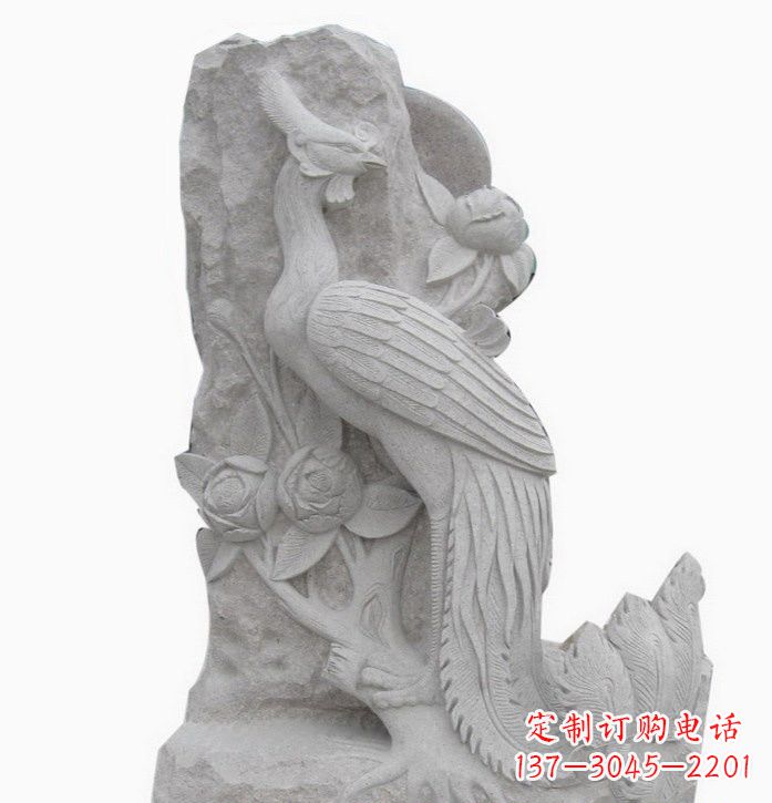 潍坊凤凰牡丹石雕222