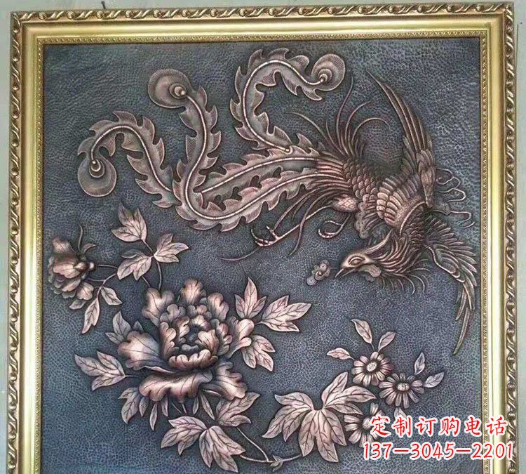 潍坊凤凰牡丹铜浮雕