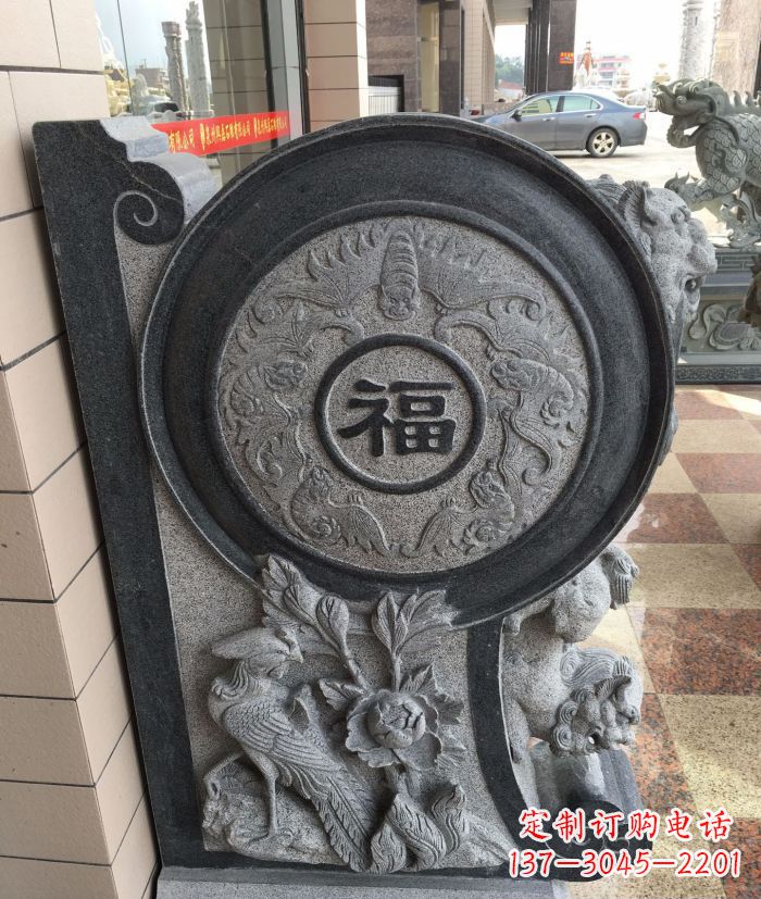 潍坊福字抱鼓石招财石门墩