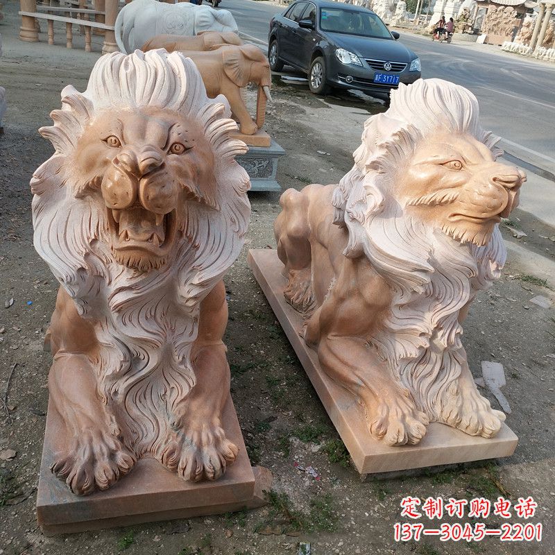 潍坊港币狮子爬狮雕塑——经典的海洋之神艺术