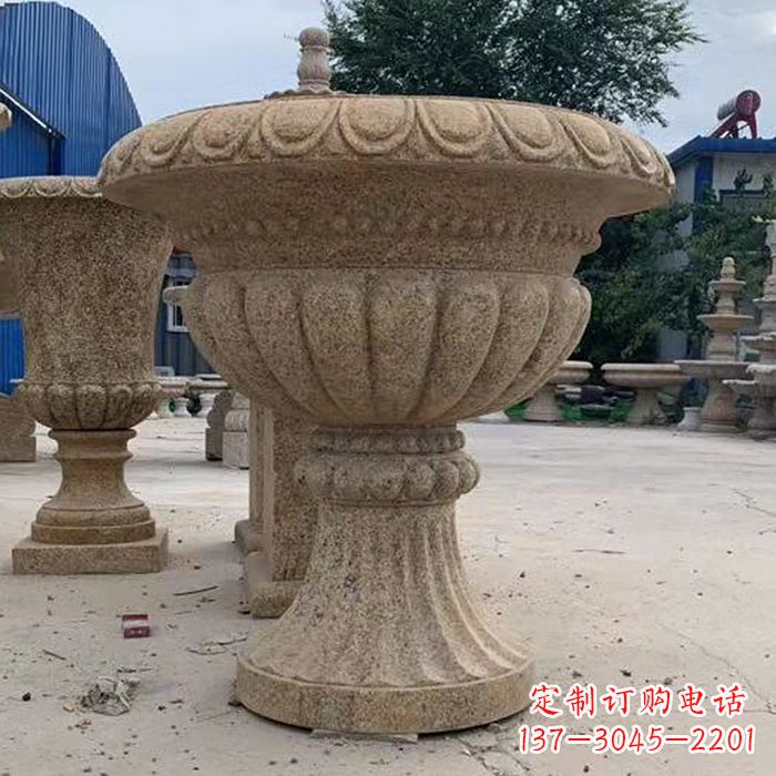 潍坊优雅高墩欧式石雕花盆