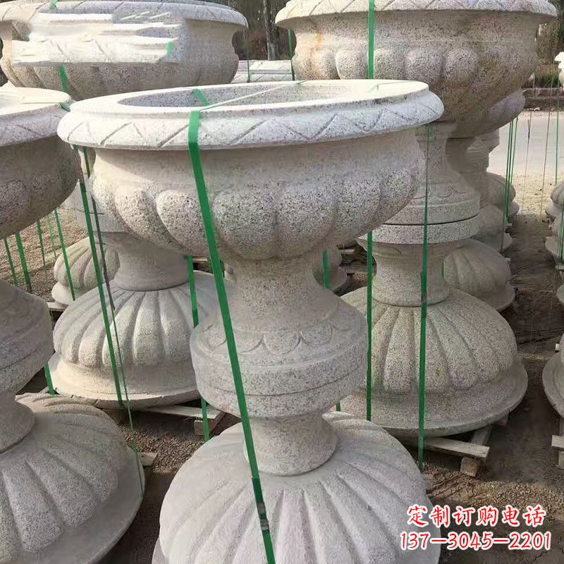 潍坊高墩砂岩石雕刻花盆精致技艺打造传统文化风韵