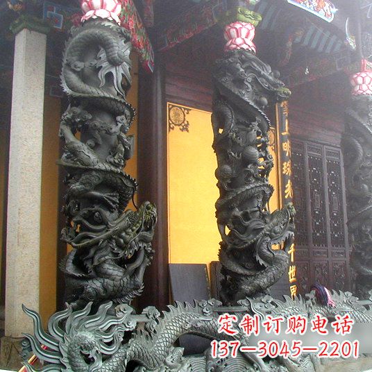潍坊高浮雕龙柱铜雕塑