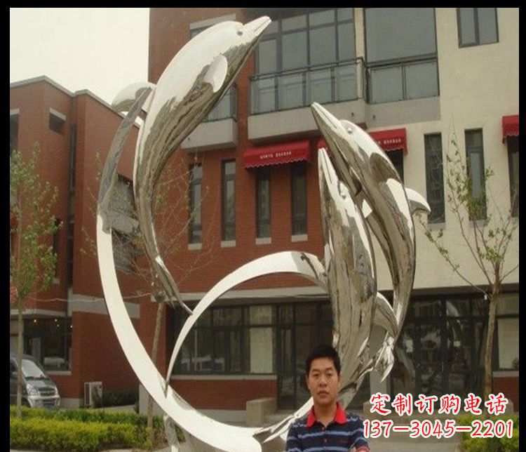 潍坊精细不锈钢海豚雕塑