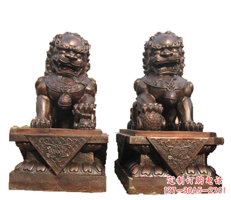 潍坊公司汇丰狮子铜雕塑摆件 (2)