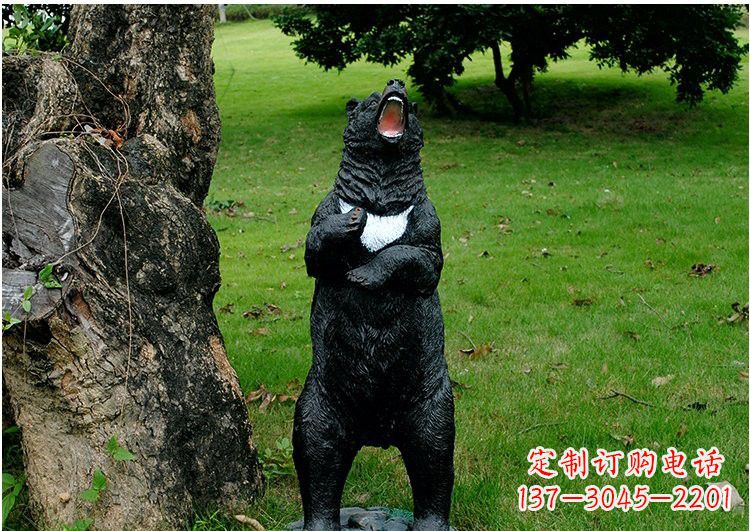 潍坊公园风情玻璃钢仿真黑熊雕塑