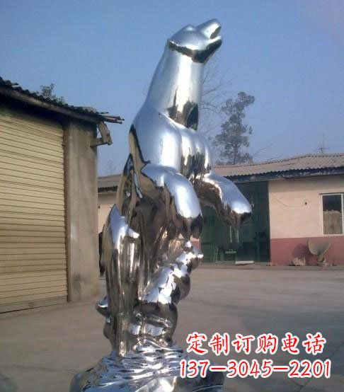 潍坊公园不锈钢抽象北极熊动物雕塑