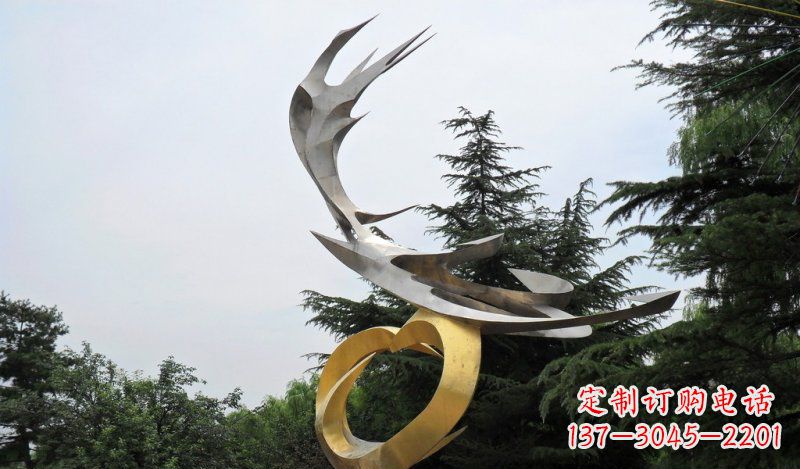 潍坊精美雕刻石膏抽象凤凰雕塑