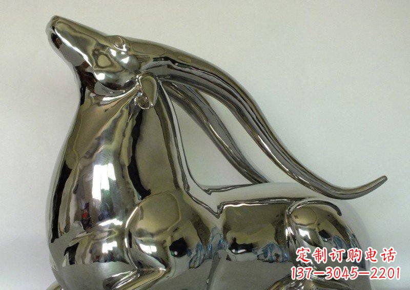 潍坊中领雕塑定制公园装饰不锈钢羚羊雕塑