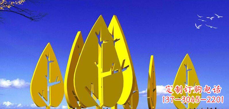潍坊抽象不锈钢树叶雕塑