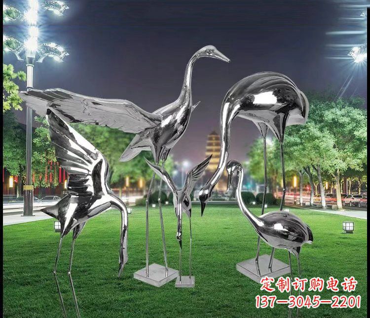 潍坊大型不锈钢仙鹤雕塑