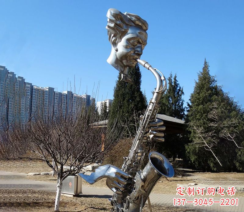 潍坊纪念性不锈钢萨克斯头像雕塑