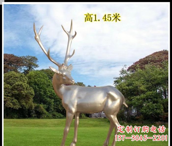 潍坊高端室外不锈钢巨型动物鹿雕塑