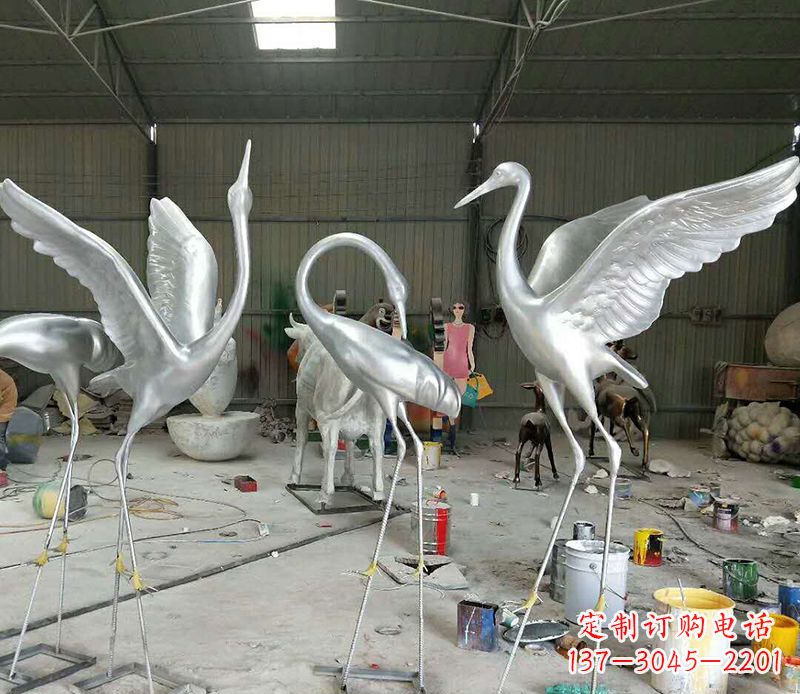 潍坊艺术雕刻仙鹤不锈钢雕塑