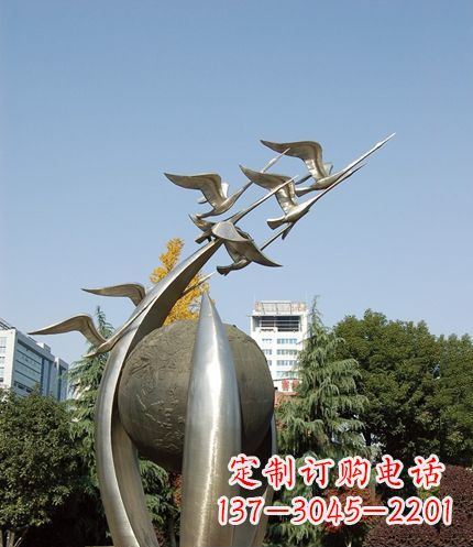 潍坊唯美 大雁不锈钢雕塑