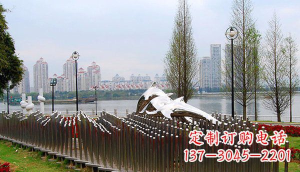 潍坊动物主题不锈钢海豚雕塑