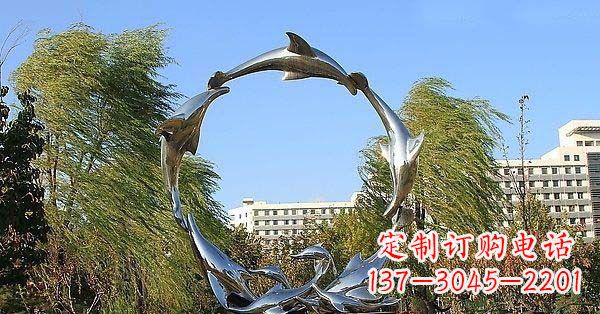 潍坊华丽精致的不锈钢海豚雕塑