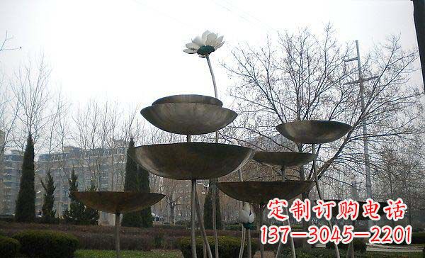 潍坊中领雕塑定制不锈钢荷花景观雕塑