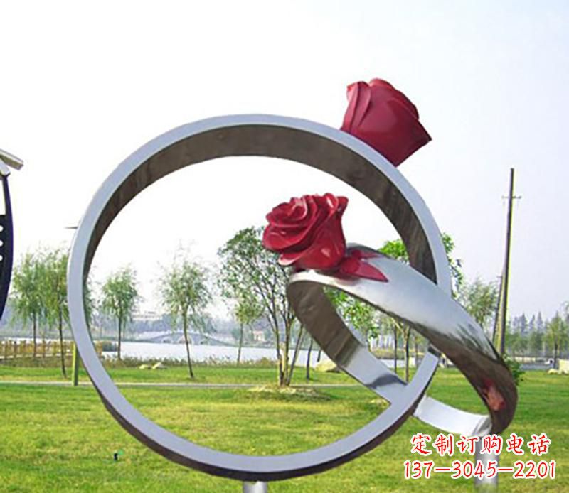潍坊不锈钢景观婚戒雕塑