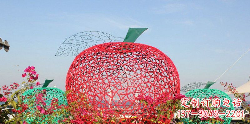 潍坊高品质镂空不锈钢苹果雕塑