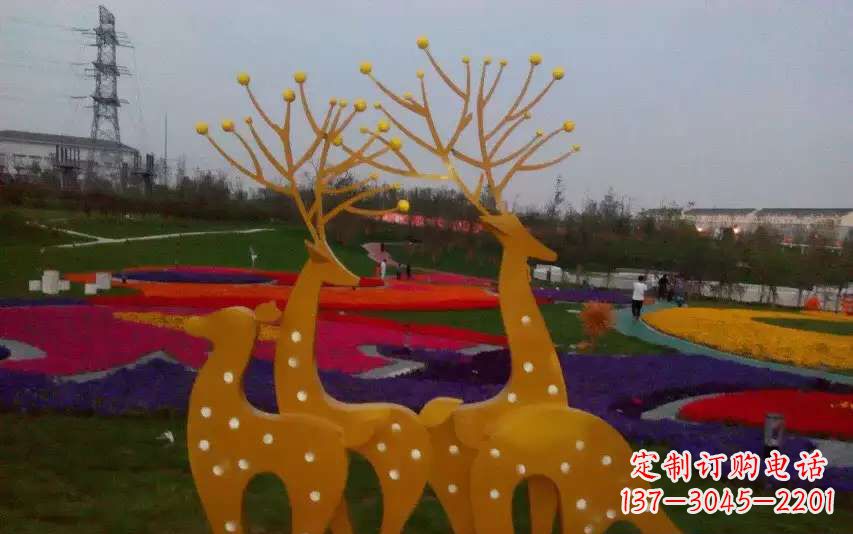 潍坊不锈钢美陈动物鹿雕塑