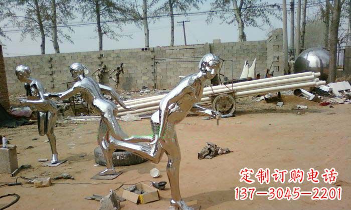 潍坊精致美丽的不锈钢跑步女孩雕塑