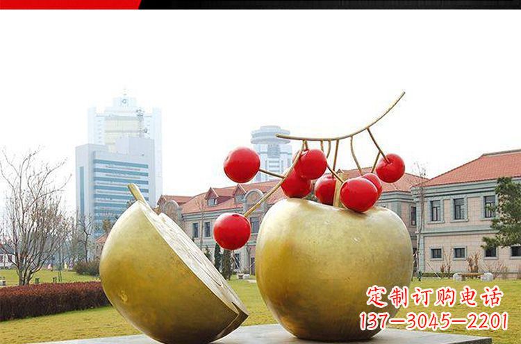 潍坊公园不锈钢苹果樱桃雕塑