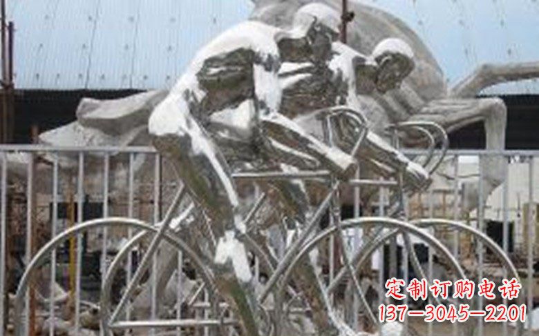 潍坊铸造不锈钢骑自行车景观雕塑